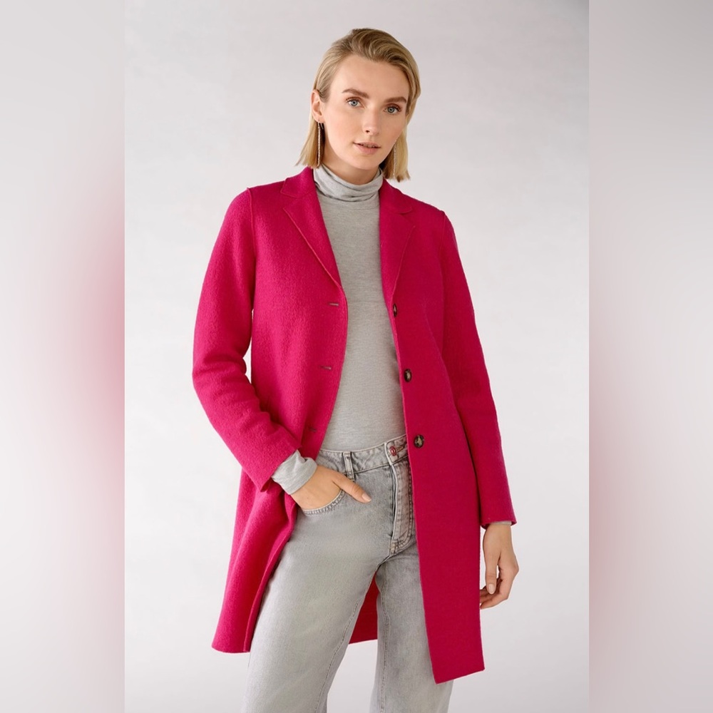 Oui Mayson Fuchsia Boiled Wool Coat